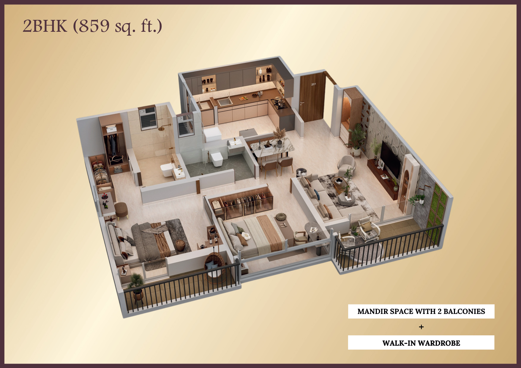 2 BHK Type 2 Floor Plan